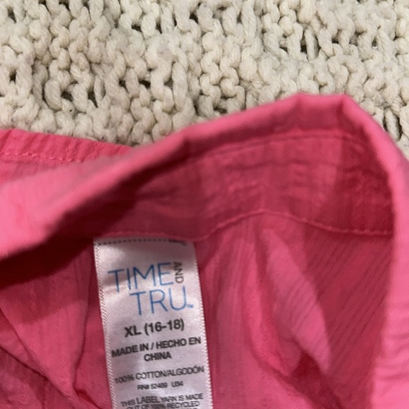 Time and Tru Vibrant Pink button down Shirt size XLarge cotton fabric - Picture 4 of 7